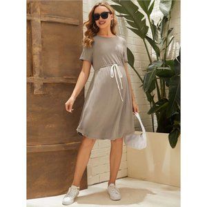 SHEIN Women's Maternity Drawstring Waist Dress in Mocha Brown Size M / NWT